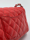 Sold-CHANEL Classic Mini Rectangular Red Shoulder Bag- Silver Hardware Patent Leather