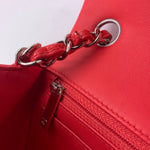 Sold-CHANEL Classic Mini Rectangular Red Shoulder Bag- Silver Hardware Patent Leather