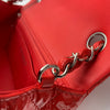 Sold-CHANEL Classic Mini Rectangular Red Shoulder Bag- Silver Hardware Patent Leather