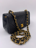 Sold-CHANEL Vintage Lambskin Small Full Flap Bag black/gold hardware