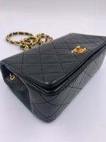 Sold-CHANEL Vintage Lambskin Small Full Flap Bag black/gold hardware