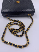 Sold-CHANEL Vintage Lambskin Small Full Flap Bag black/gold hardware