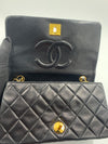 Sold-CHANEL Vintage Lambskin Small Full Flap Bag black/gold hardware