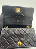 Sold-CHANEL Vintage Lambskin Small Full Flap Bag black/gold hardware