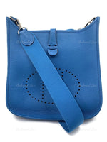 HERMES Blue Clemence Evelyne I PM Crossbody Bag