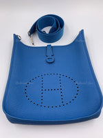 HERMES Blue Clemence Evelyne I PM Crossbody Bag