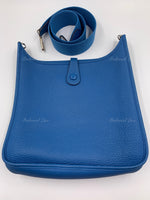 HERMES Blue Clemence Evelyne I PM Crossbody Bag