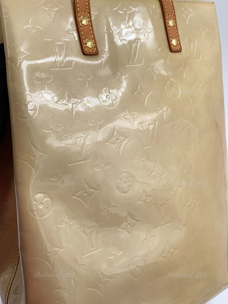 Sold-LOUIS VUITTON Monogram Vernis Reade MM Beige/Yellow Bag