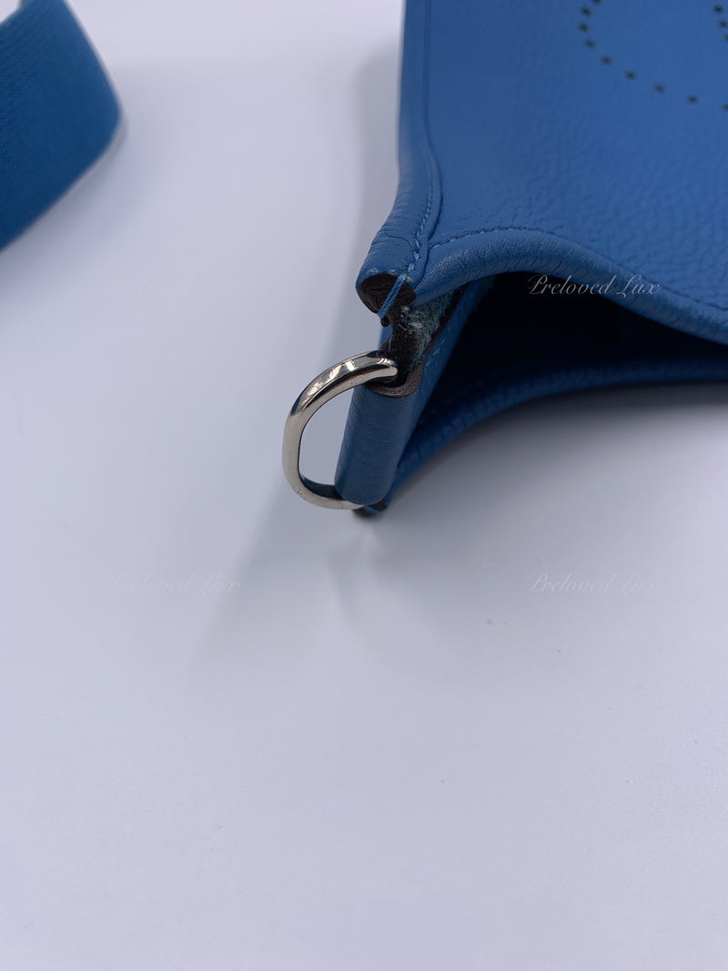 HERMES Blue Clemence Evelyne I PM Crossbody Bag