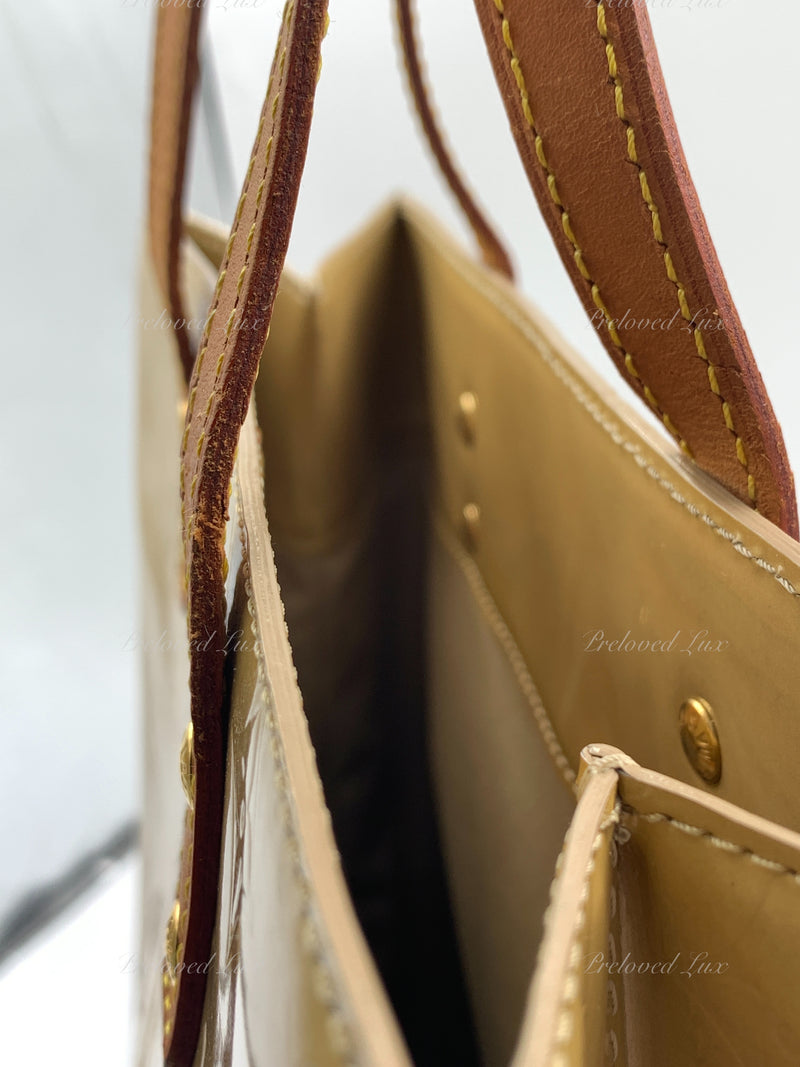 Sold-LOUIS VUITTON Monogram Vernis Reade MM Beige/Yellow Bag