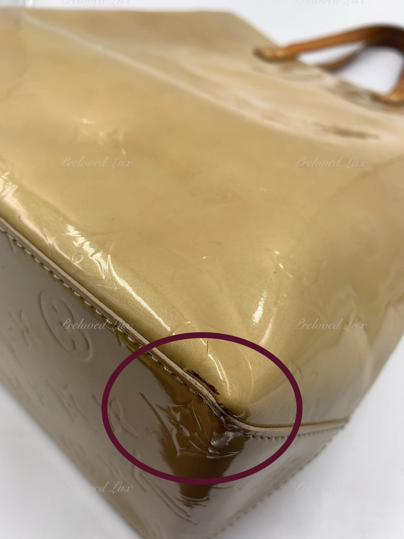 Sold-LOUIS VUITTON Monogram Vernis Reade MM Beige/Yellow Bag