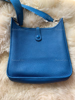 HERMES Blue Clemence Evelyne I PM Crossbody Bag