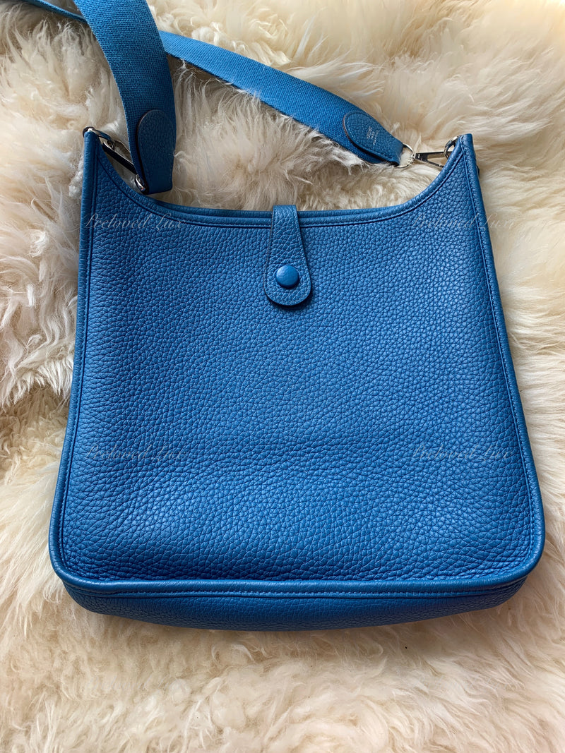 HERMES Blue Clemence Evelyne I PM Crossbody Bag