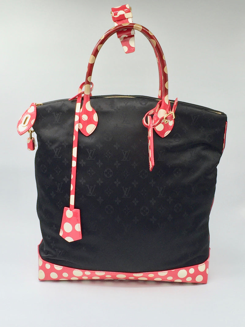 Sold-LOUIS VUITTON Monogram Kusama Vernis Dot Infinity Lockit MM Nylon Red M40681