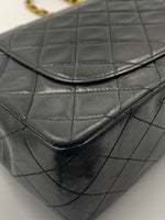 Sold-CHANEL Vintage Lambskin Medium/Large Single Flap Bag black/gold hardware