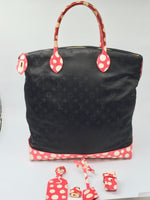 LOUIS VUITTON Monogram Kusama Vernis Dot Infinity Lockit MM Nylon Red M40681 Handbag