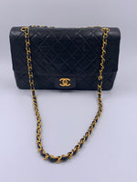 Sold-CHANEL Vintage Lambskin Medium/Large Single Flap Bag black/gold hardware