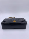 CHANEL Lambskin Medium Diana Single Chain Single Flap Bag Black gold hardware