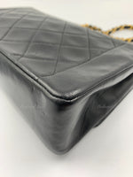 CHANEL Lambskin Medium Diana Single Chain Single Flap Bag Black gold hardware