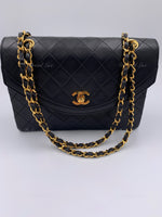 Sold-CHANEL Lambskin Vintage Flap Bag Black with Gold Hardware