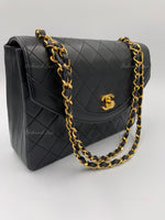 Sold-CHANEL Lambskin Vintage Flap Bag Black with Gold Hardware