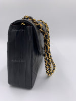 Sold-CHANEL Lambskin Vintage Flap Bag Black with Gold Hardware