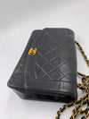 CHANEL Lambskin Medium Diana Single Chain Single Flap Bag Black gold hardware