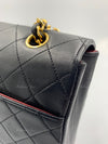 Sold-CHANEL Lambskin Vintage Flap Bag Black with Gold Hardware