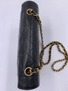 CHANEL Lambskin Medium Diana Single Chain Single Flap Bag Black gold hardware