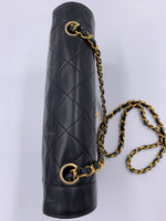 CHANEL Lambskin Medium Diana Single Chain Single Flap Bag Black gold hardware