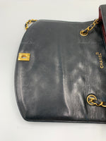 CHANEL Lambskin Medium Diana Single Chain Single Flap Bag Black gold hardware