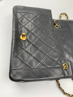 CHANEL Lambskin Medium Diana Single Chain Single Flap Bag Black gold hardware