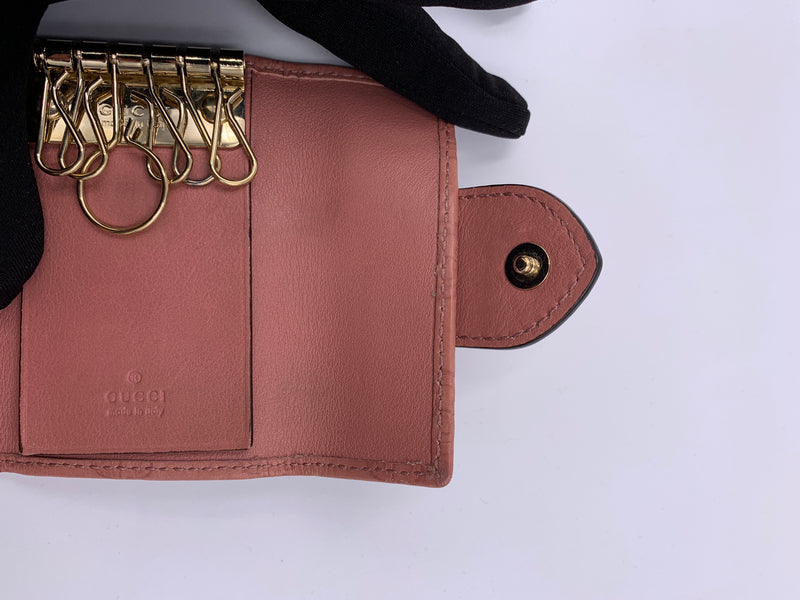 GUCCI GG Pink 6-ring Key Holder