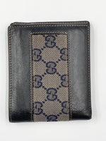 Sold-GUCCI GG Canvas Black Leather Wallet