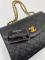 Sold-CHANEL Lambskin Vintage Flap Bag Black with Gold Hardware