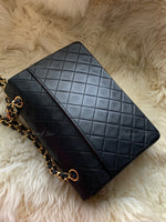 Sold-CHANEL Lambskin Vintage Flap Bag Black with Gold Hardware