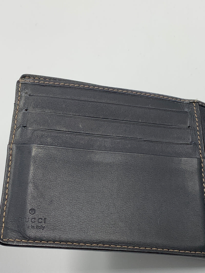 Sold-GUCCI GG Canvas Black Leather Wallet