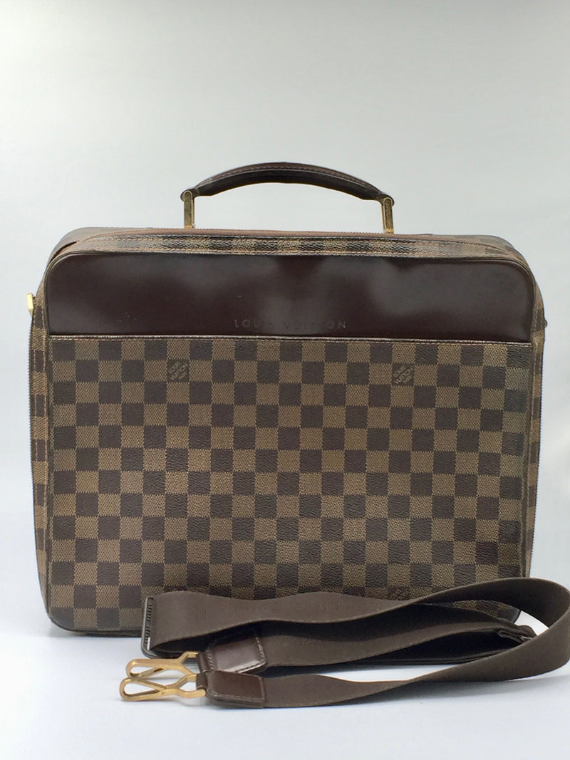 Sold-LOUIS VUITTON Damier Ebene Porte Ordinateur Sabana Laptop Bag with Strap N53355