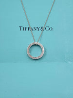 Sold-Tiffany 
Co 925 Silver Circle Pendant with Necklace