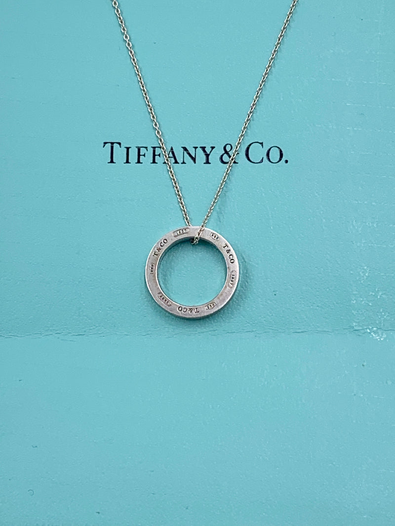 Sold-Tiffany 
Co 925 Silver Circle Pendant with Necklace