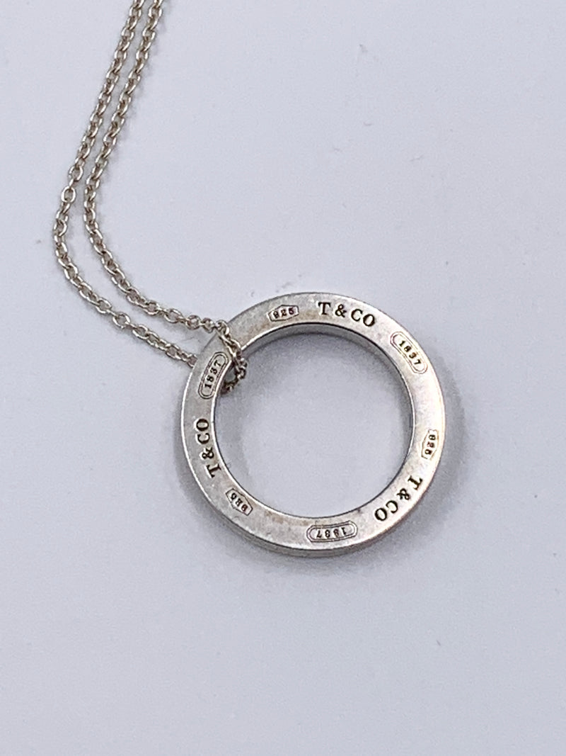 Sold-Tiffany 
Co 925 Silver Circle Pendant with Necklace