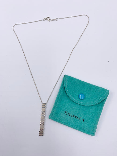 Sold-Tiffany 
Co 925 Silver Atlas Collection Bar with Necklace