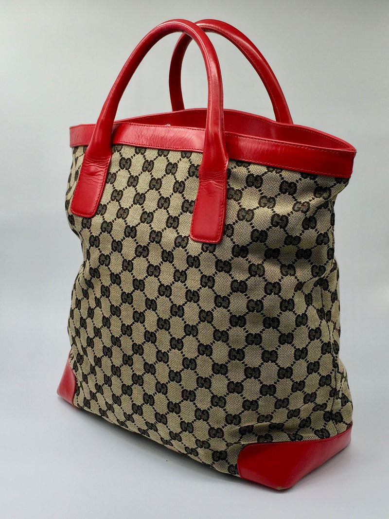 Sold-GUCCI GG Tote bag red (b)