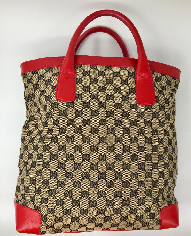 Sold-GUCCI GG Tote bag red (b)