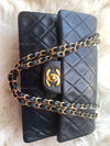 Sold-CHANEL Lambskin Small Classic Double Flap Bag Black/gold