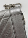 Sold-CHANEL Silver Calfskin Chevron Wallet-on-the-chain WOC Crossbody Flap Bag