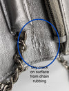 Sold-CHANEL Silver Calfskin Chevron Wallet-on-the-chain WOC Crossbody Flap Bag