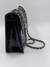 CHANEL Black Patent Leather Jumbo Size Flap Shoulder Bag Crossbody - Silver Hardware