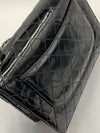 CHANEL Black Patent Leather Jumbo Size Flap Shoulder Bag Crossbody - Silver Hardware