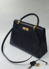 HERMES Kelly 32 Box Calf Leather Black GHW